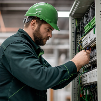 Elektrikár pri zapojení rozvádzača